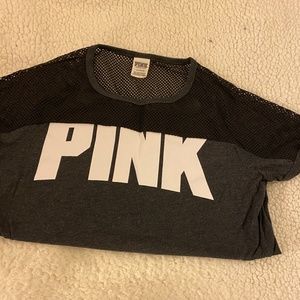 Black VS PINK T-Shirt with Mesh Detailing